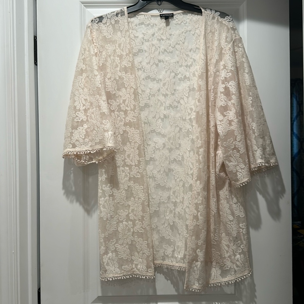🍀 Cream Lace Express Duster Cardigan